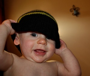 Cutest Child Ever, Cash Hendrix Harlan in Handmade Knit Cap with Brim